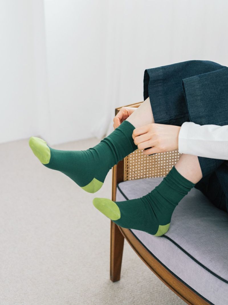 リンネル12月号掲載】日本製シルク混バイカラーソックス BONNETERIE