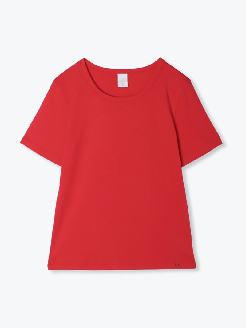 ポンデシャロン PONT DE CHALONS 半袖Tシャツ トロワ半袖PO コットンTシャツ ワンポイント刺繍 日本製 22413222 メール便発送対応可能 ミント レッド ラスト1点】トロワ＜半袖＞ PONT DE CHALONS
