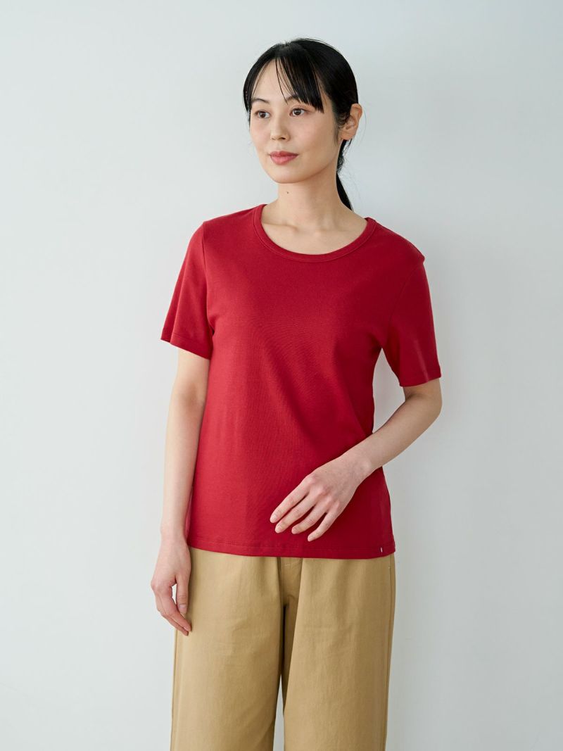 ポンデシャロン PONT DE CHALONS 半袖Tシャツ トロワ半袖PO コットンTシャツ ワンポイント刺繍 日本製 22413222 メール便発送対応可能 ミント レッド ラスト1点】トロワ＜半袖＞ PONT DE CHALONS