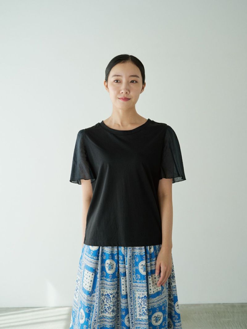 PONT DE CHALONS ポンデシャロン コンビフレア袖プルオーバー Tシャツ ギャザー ブラウス 25SS リーフ柄 22430412 春夏 楽天市場】PONT DE CHALONS ポンデシャロン コンビフレア袖プル