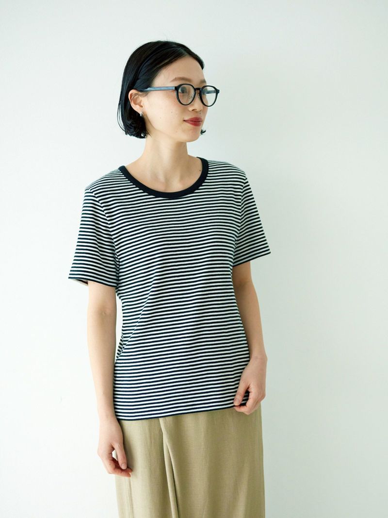 Pont de Chalons (ポンデシャロン) | クレイジーボーダーT (オフホワイトxトープ/ネイビーxベージュ) | トップス Tシャツ カットソー 半袖 Pont de Chalons (ポンデシャロン) | クレイジーボーダーT (オフ