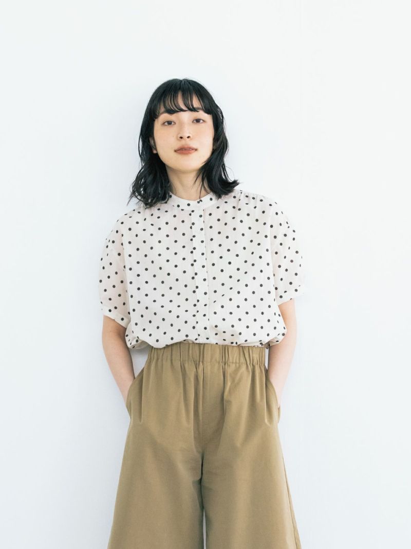 刺繍ボタン半袖ブラウス PONT DE CHALONS ポンデシャロン | PONT
