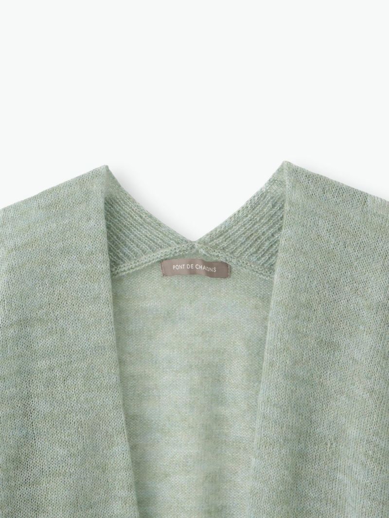 Pont de Chalons (ポンデシャロン) | モヘアミックスボタンレスカーデ (mint / purple) | カーディガン お洒落 Pont de Chalons (ポンデシャロン) | モヘアミックスボタンレス