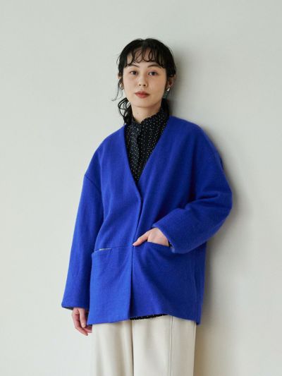 ラスト1点 グレー ブルー】裏付ニットジャケット PONT DE