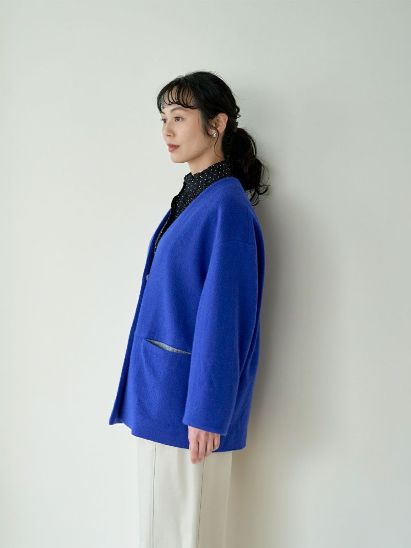 ラスト1点 グレー ブルー】裏付ニットジャケット PONT DE ラスト1点 グレー ブルー】裏付ニットジャケット PONT DE