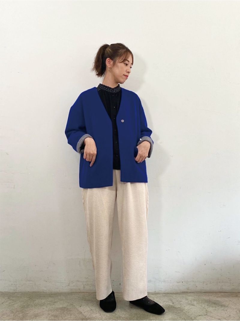 ラスト1点 グレー ブルー】裏付ニットジャケット PONT DE