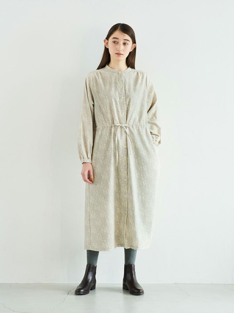 美品【sosotto】ソソット　リバティコーデュロイウエストドロストワンピース sosotto ソソット リバティコーデュロイバンドカラーウエスト