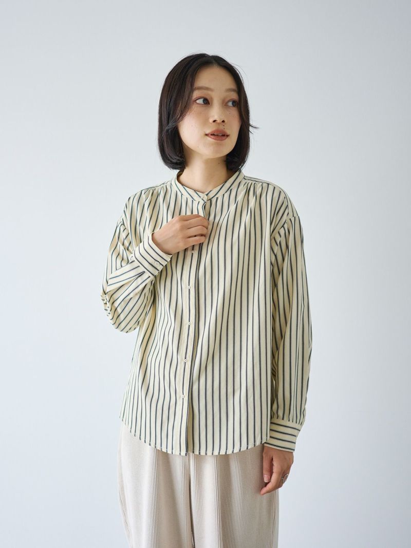 【ポンデシャロン】 バンドカラー シャツ ブラウス　刺繍ボタン　ギンガムチェック 楽天市場】【15％オフ・クーポン対象】PONT DE CHALONS ポンデ