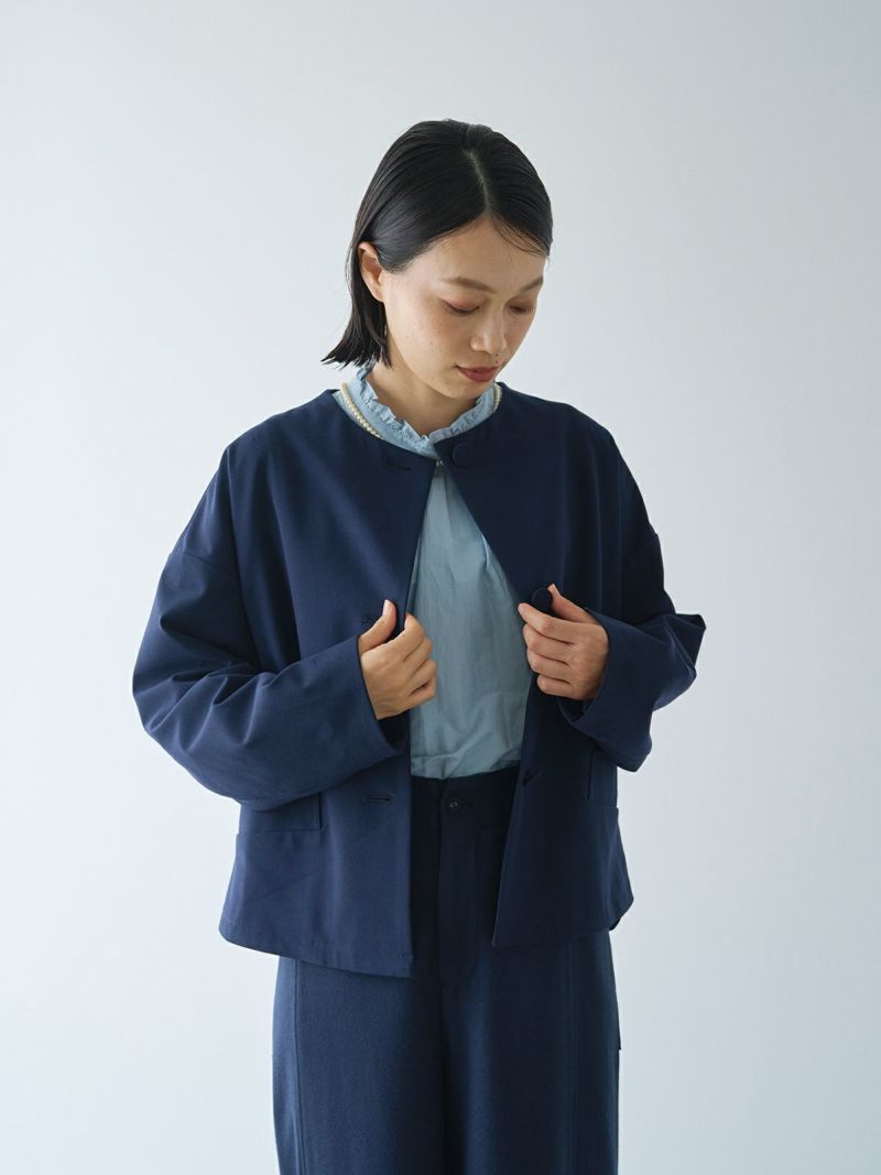 ラスト1点 グレー ブルー】裏付ニットジャケット PONT DE
