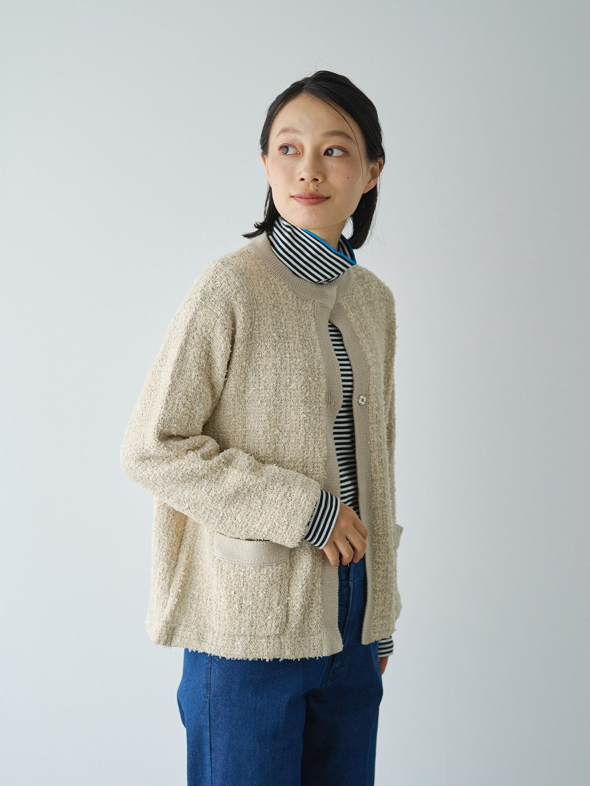 MIXヤーン/ツイードニットカーディガン PONT DE CHALONS ポンデ