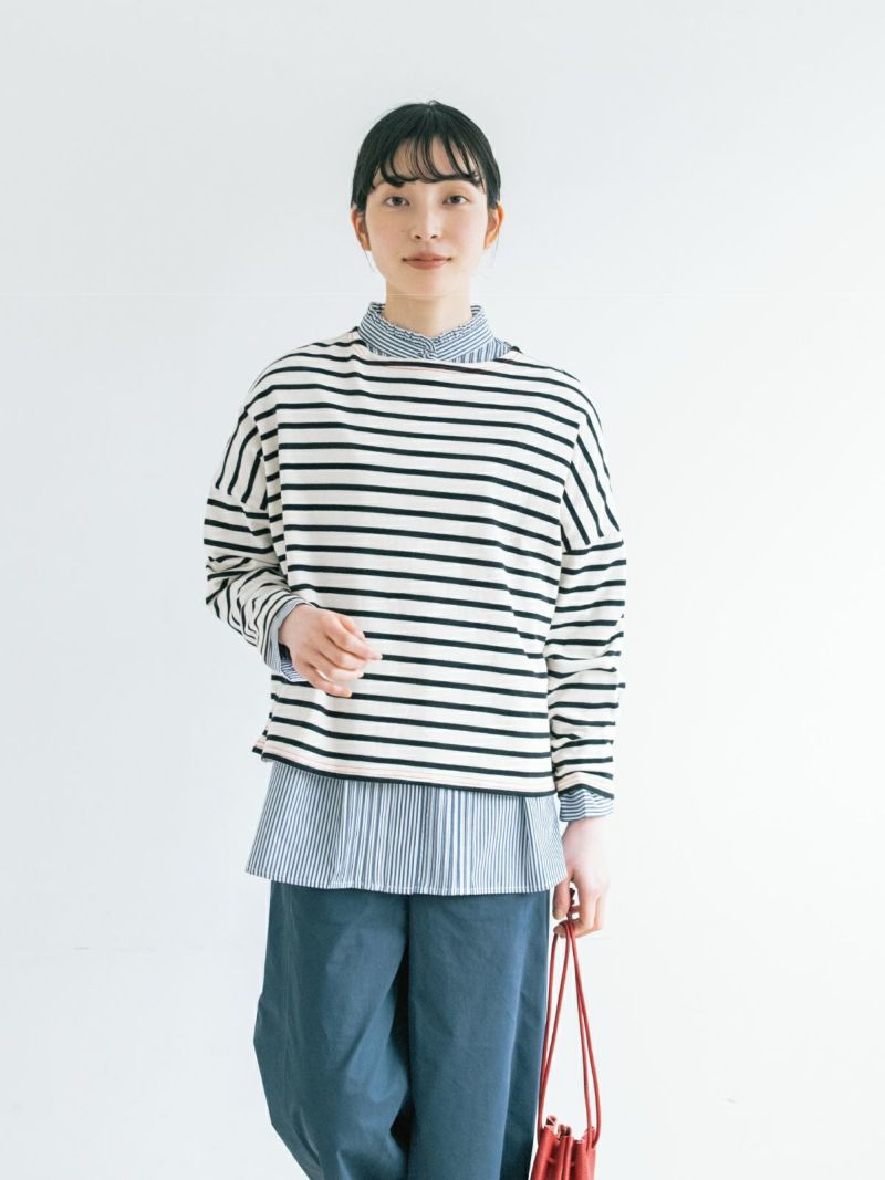 Pont de Chalons (ポンデシャロン) | 2WAY刺繍ボーダーT (navy) | トップス Tシャツ ボーダー トロワ＜ボーダー半袖＞ PONT DE CHALONS ポンデシャロン | PONT