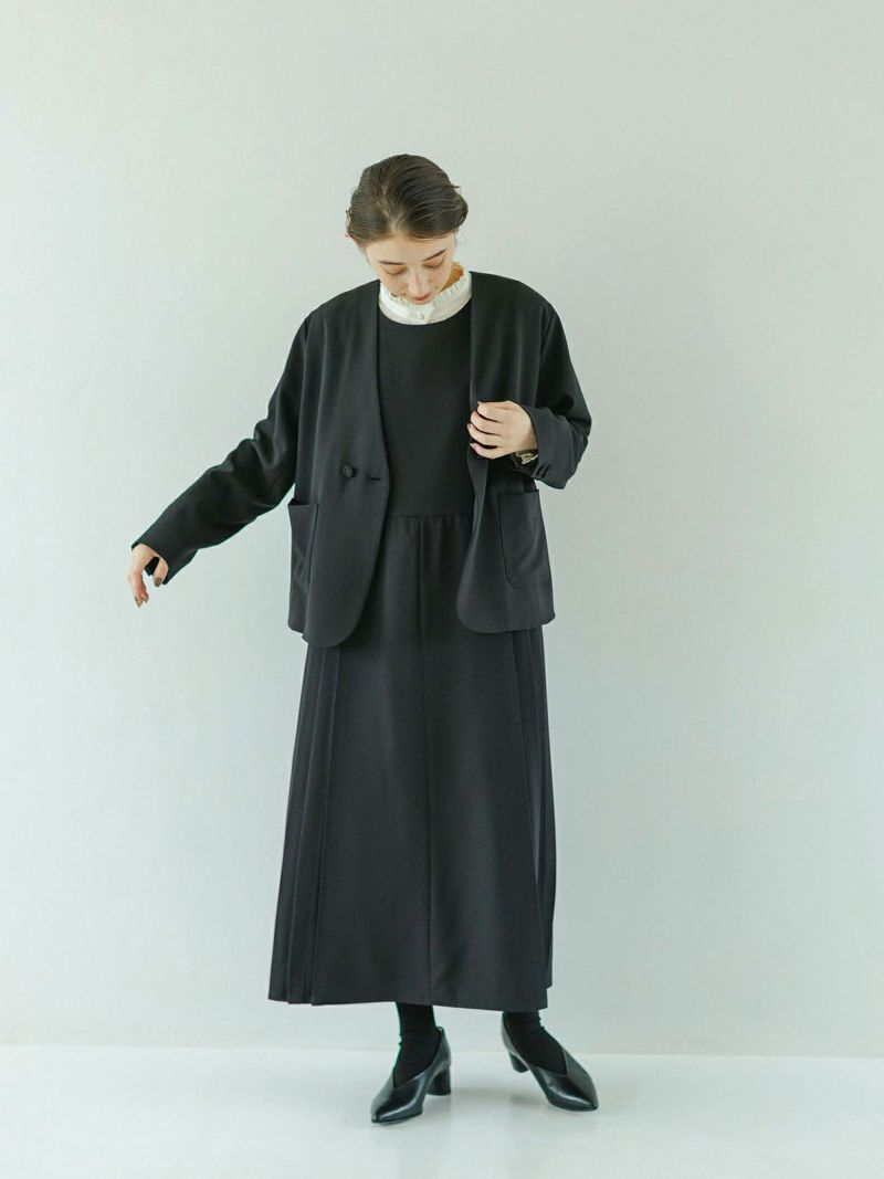 サロット　ワンピース　38 レース&ピンタックラペルカラーワンピース｜Stola.（ストラ