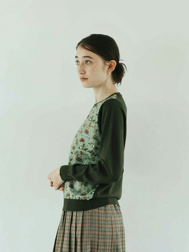 ウール混/12G前身頃リバティプルオーバー（長袖） sosotto