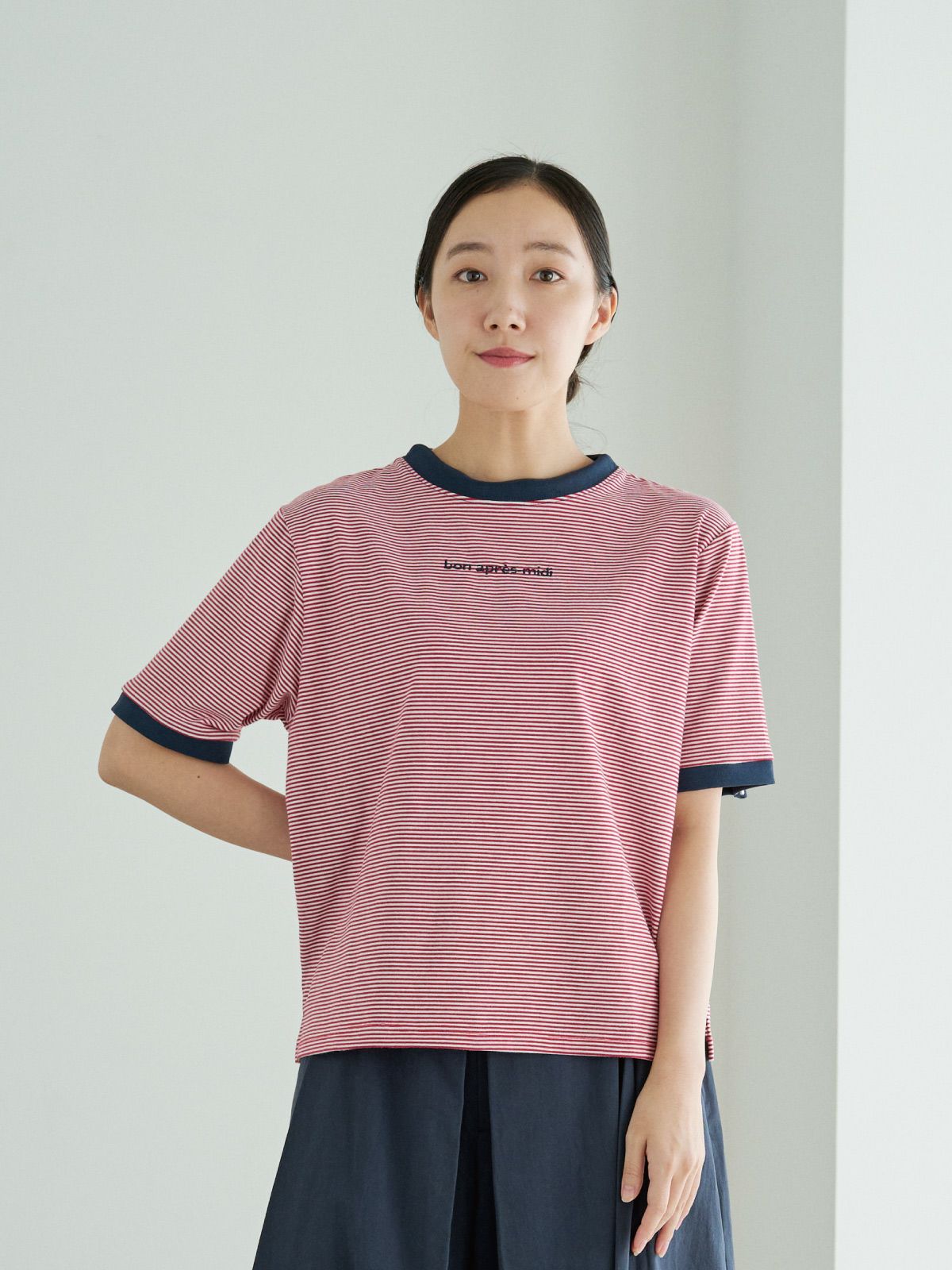 ボーダー刺繍Tシャツ PONT DE CHALONS ポンデシャロン | PONT DE 