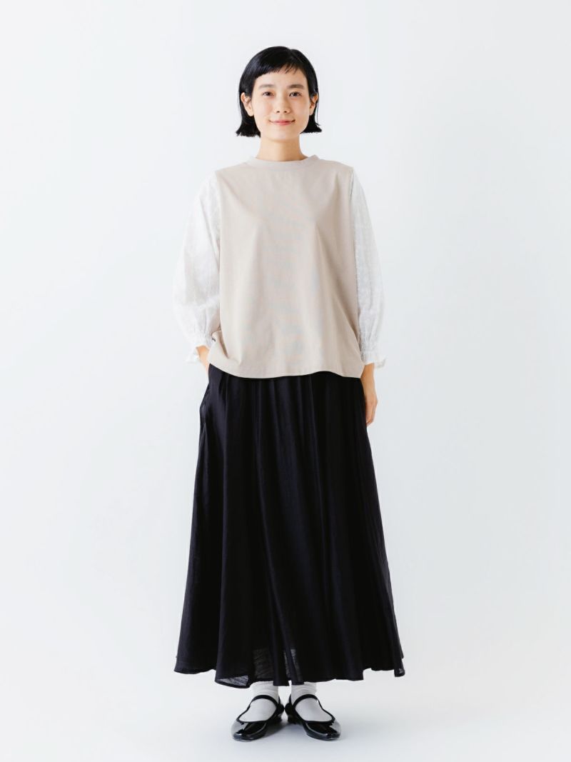32/2天竺袖クロスステッチ刺繍7分袖 sosotto ソソット | PONT DE