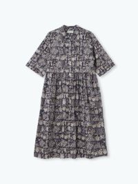 ラスト1点 パープル】LIBERTYPRINTチビ衿ピンタック前開き