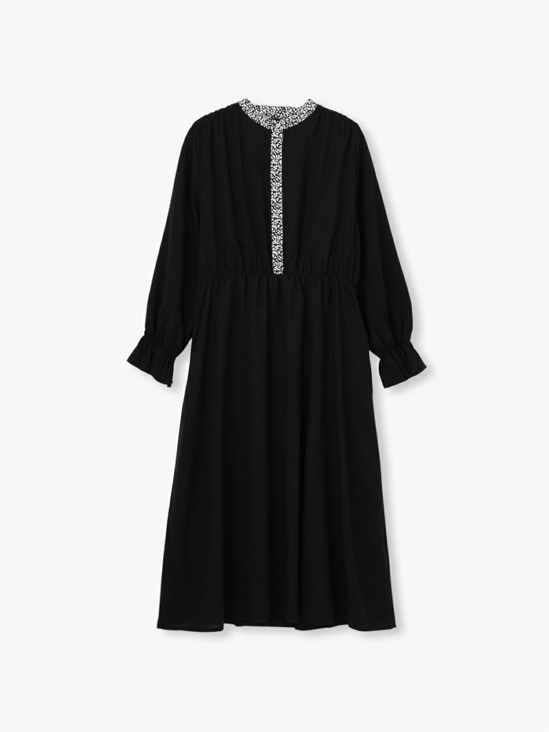 ワンピース soyLatte10 ラスト1点】テンセルラミーLIBERTY部分使いゴムギャザーワンピース