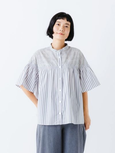 sosotto (ソソット) | LIBERTY x ドット前後ヨーク切替バンドカラーブラウス (navy / khaki) | トップス お洒落 楽天市場】sosotto (ソソット) | LIBERTY x ドット前後ヨーク