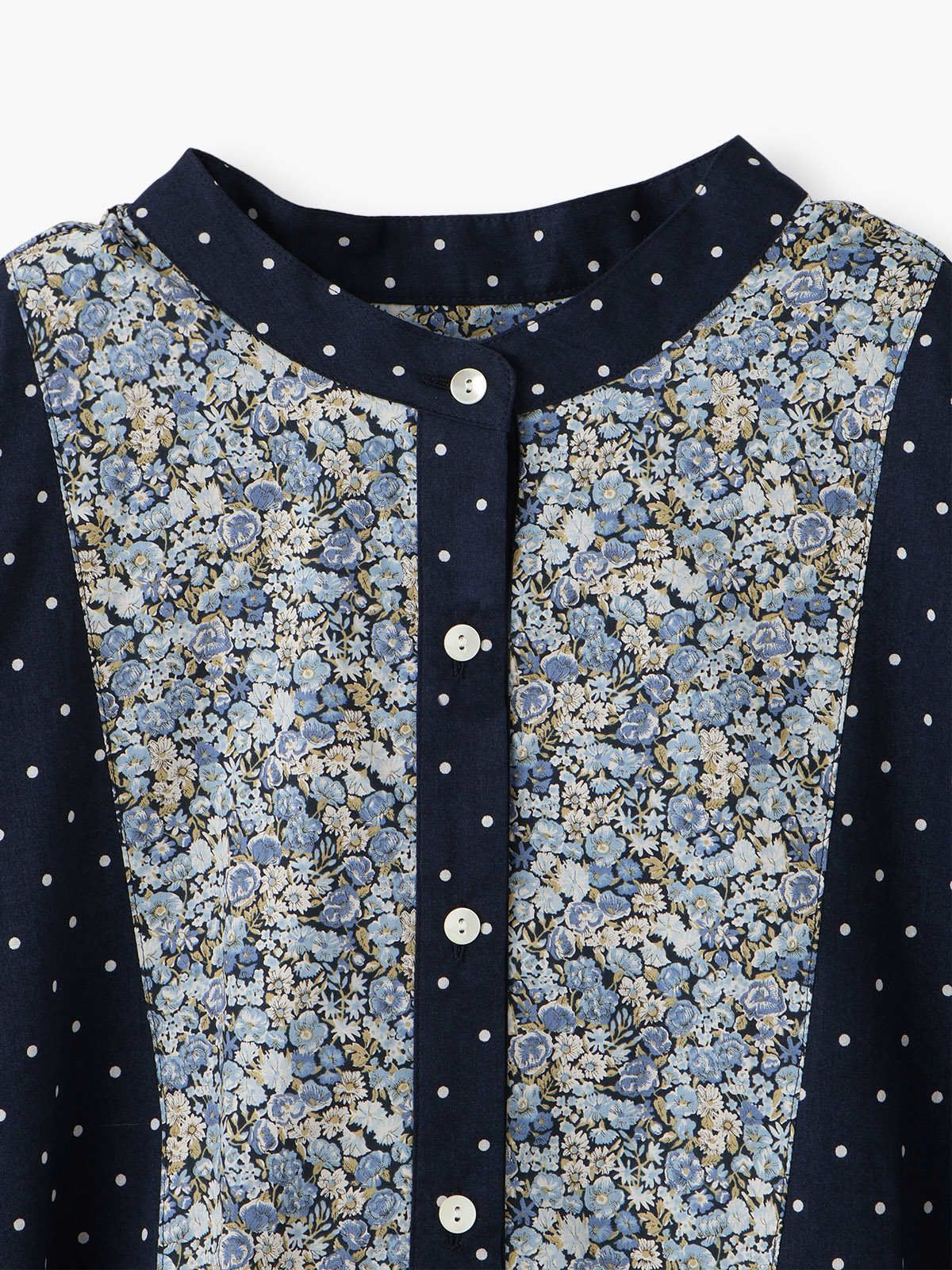 再値下げ[新品]リバティ前後ヨーク切替バンドカラーブラウス