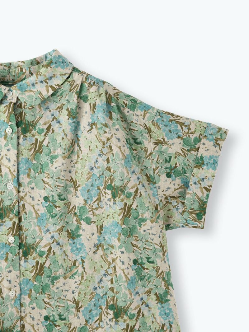 リネンLIBERTY袖折り返し半袖ブラウス sosotto ソソット | PONT