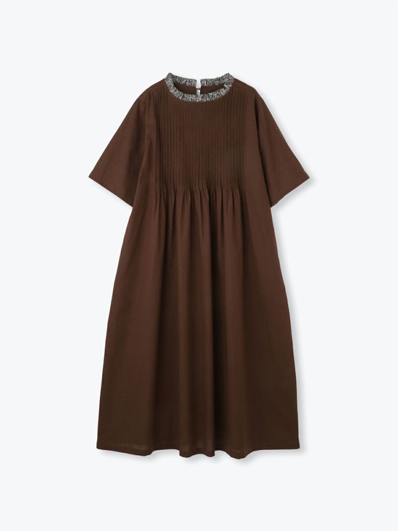 予約商品：7月中旬発送】綿麻細ピンタックLIBERTYフリル
