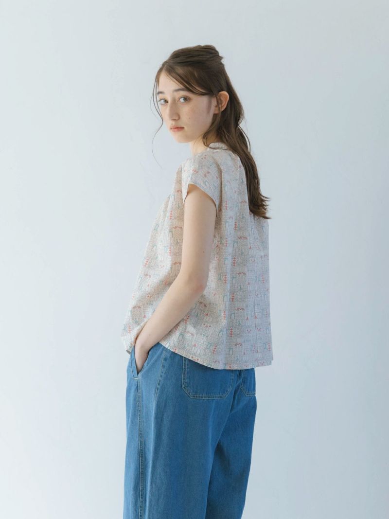 LIBERTYタナローンスタンドカラーフレンチブラウス sosotto