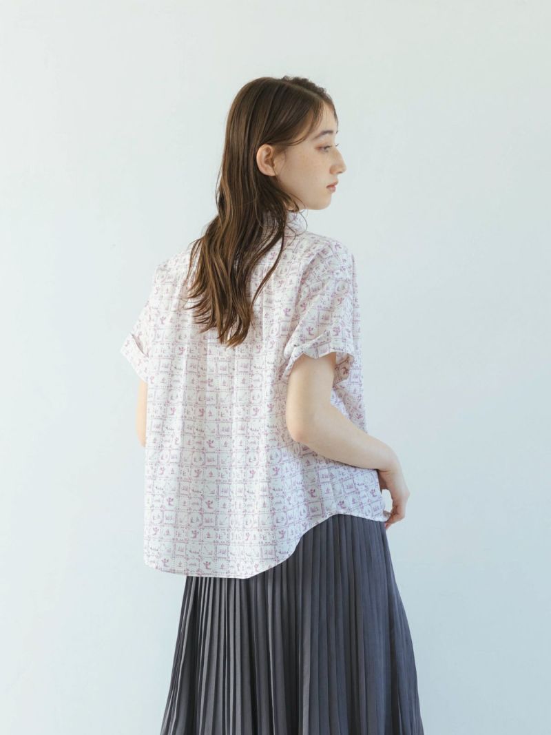 LIBERTYタナローン袖折り返し半袖ブラウス sosotto ソソット