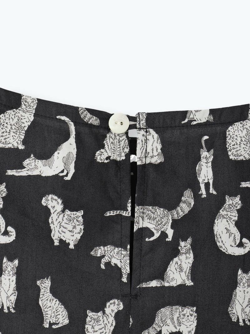 【 parks 】　リバティ　ネコ　タナローン　シャツ　ブラウス　グレー　猫 parks 】 リバティ ネコ タナローン シャツ ブラウス グレー 猫