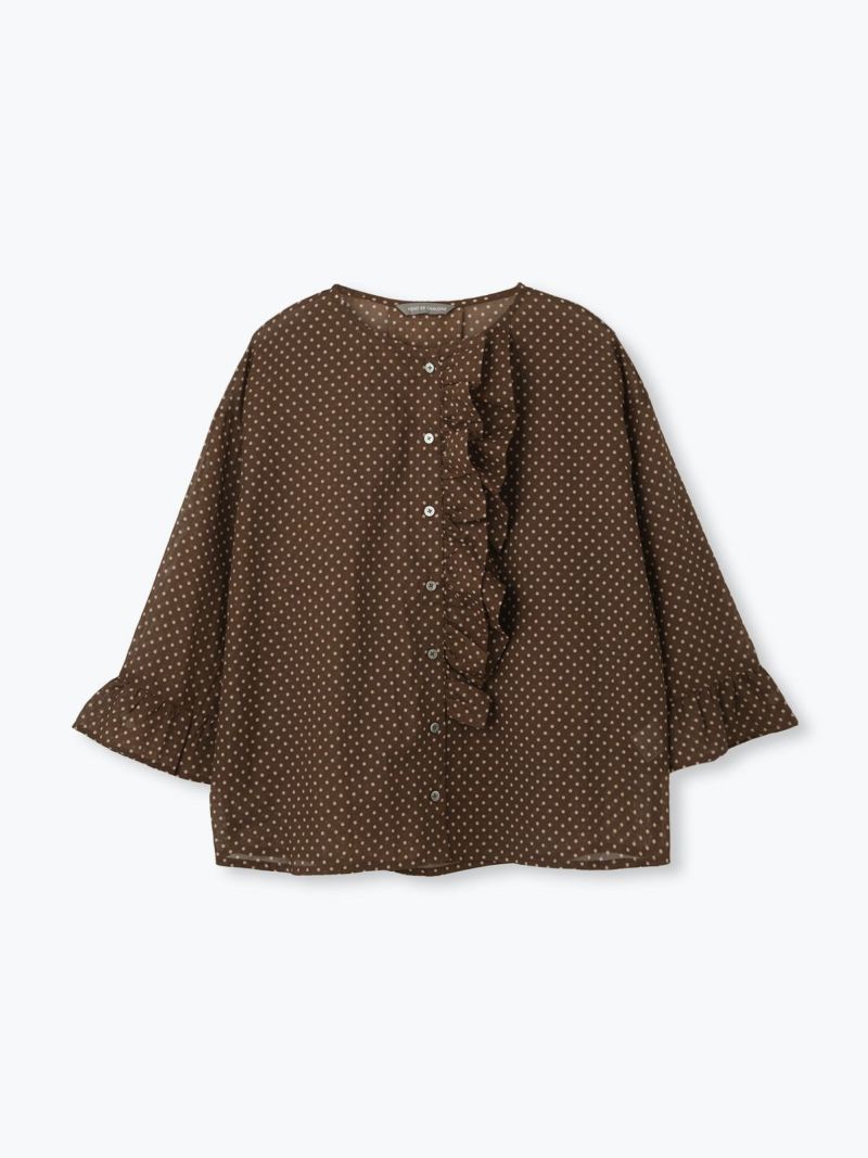 ドットプリントアシメフリルブラウス PONT DE CHALONS ポンデ