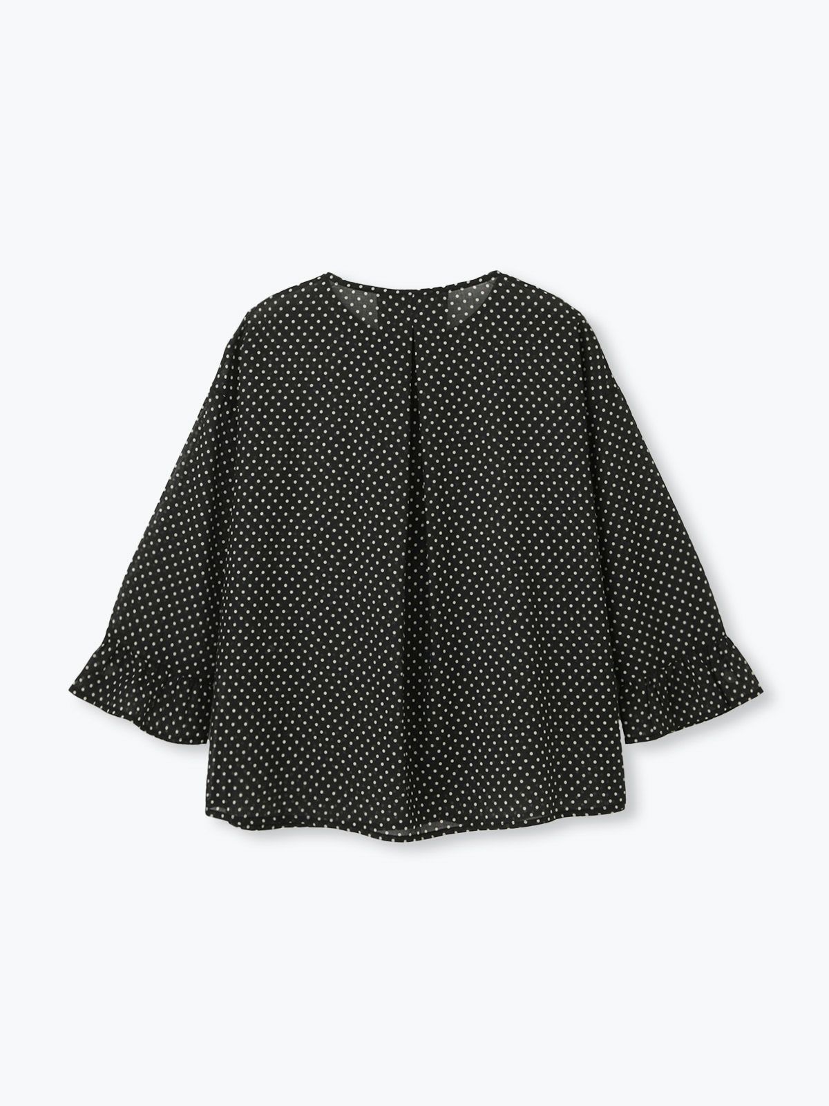 ブラック ラスト1点】ドットプリントアシメフリルブラウス PONT DE