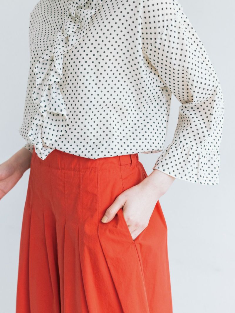 ドットプリントアシメフリルブラウス PONT DE CHALONS ポンデ
