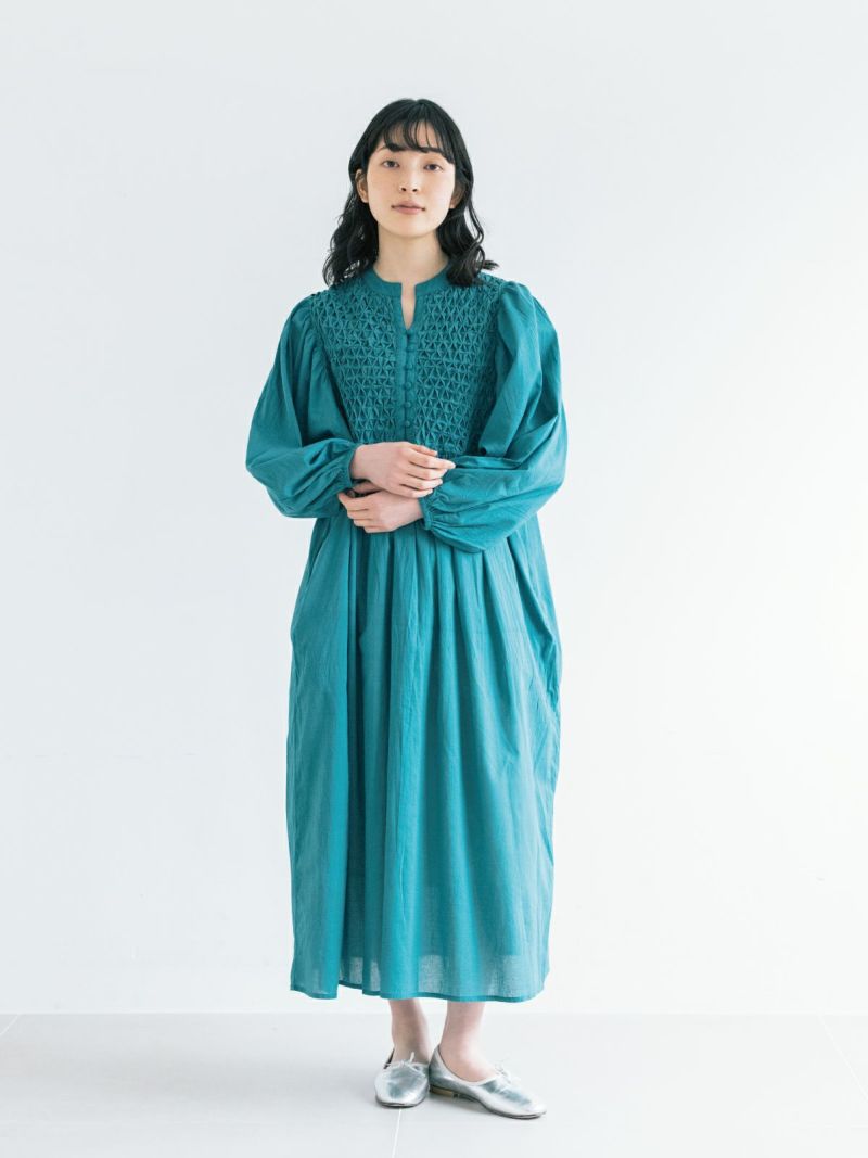 ラスト1点】【インド製】ハンドスモッキングギャザーワンピース PONT