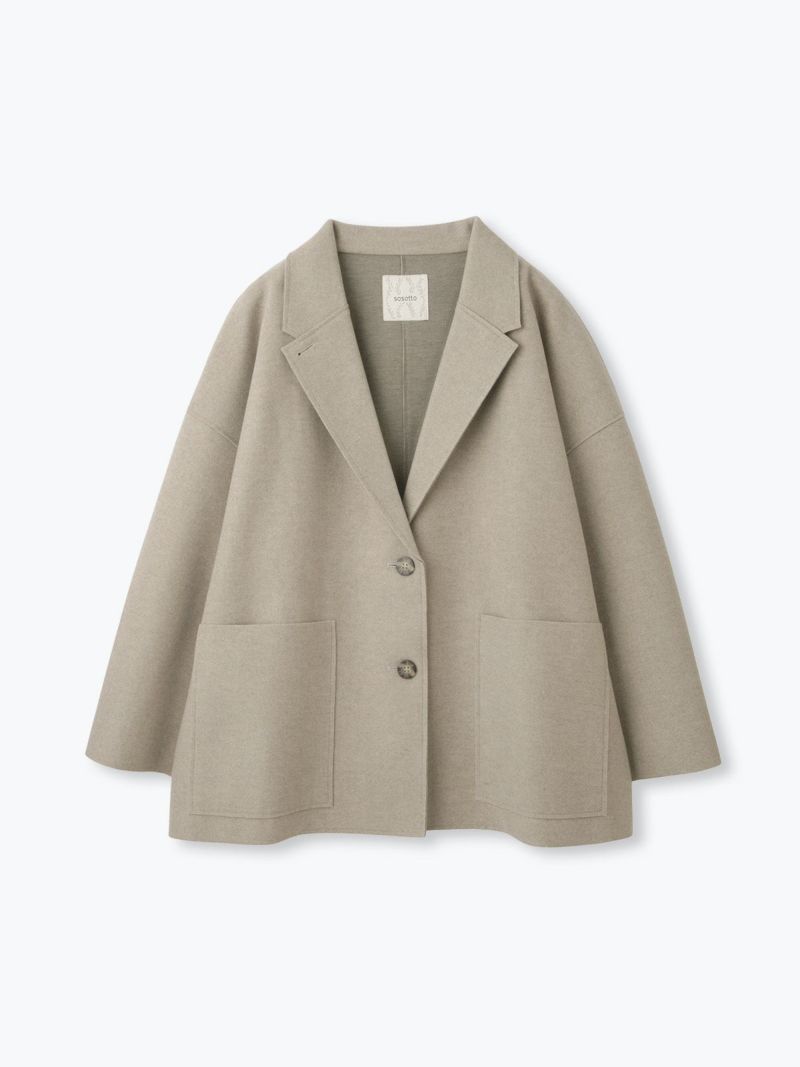 ブラック、杢グレー ラスト1点】ウールライクワイドテーラーハーフ