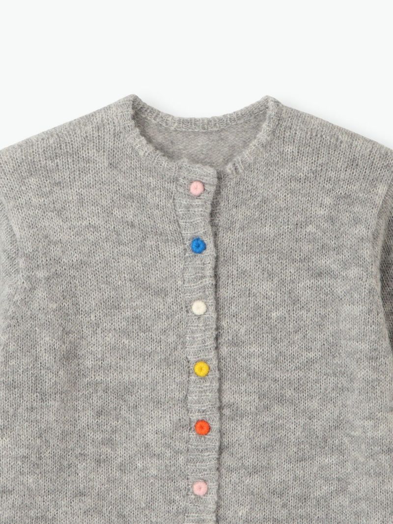 アルパカベビー グレー カーディガン KIDS> 100％ベビーアルパカ アルパカ柄カーディガン グレー