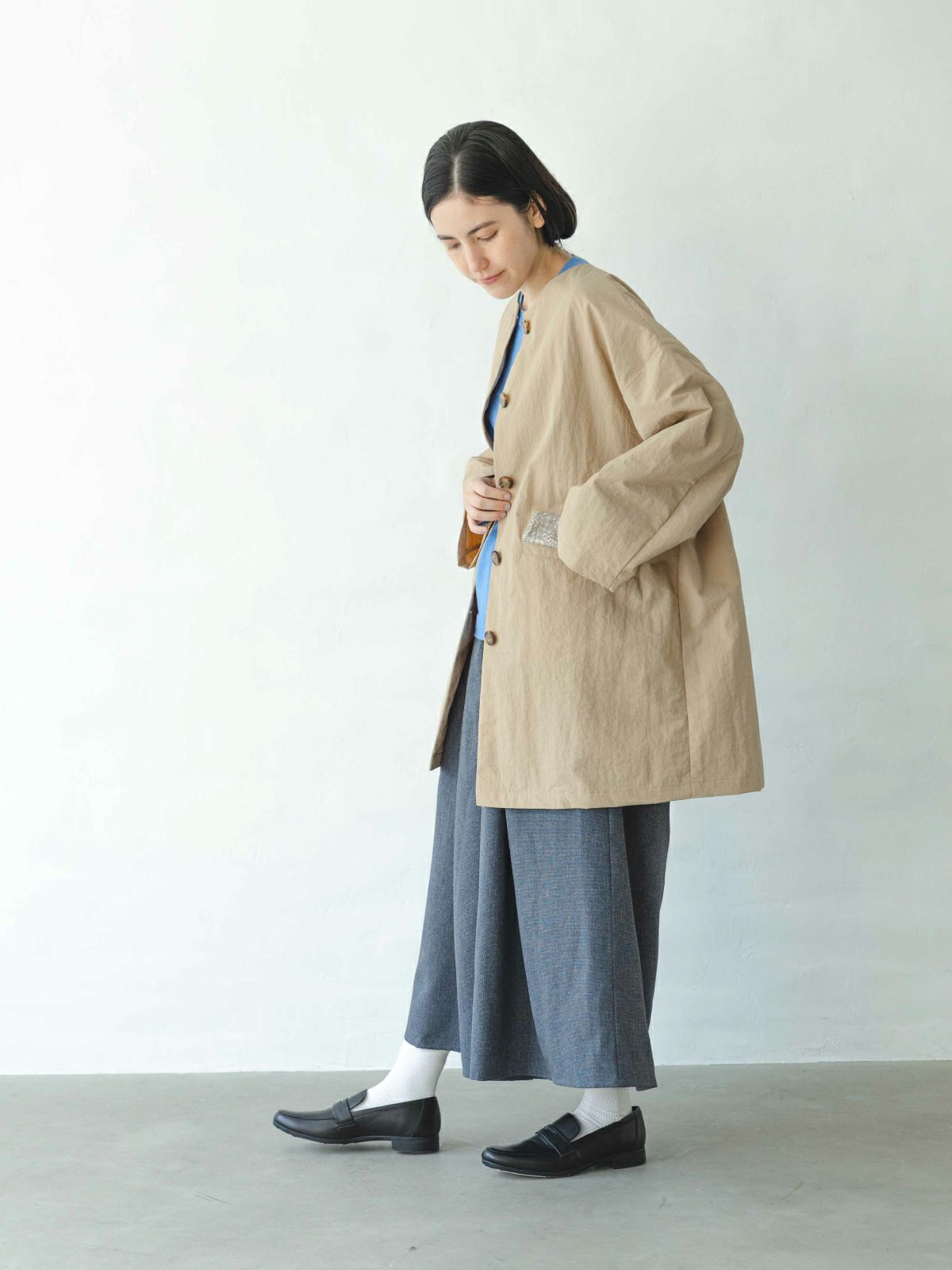 ノーカラーコートノリリ様 NOLLEY'S（ノーリーズ） ノーカラーコート コート バイカラーリバー