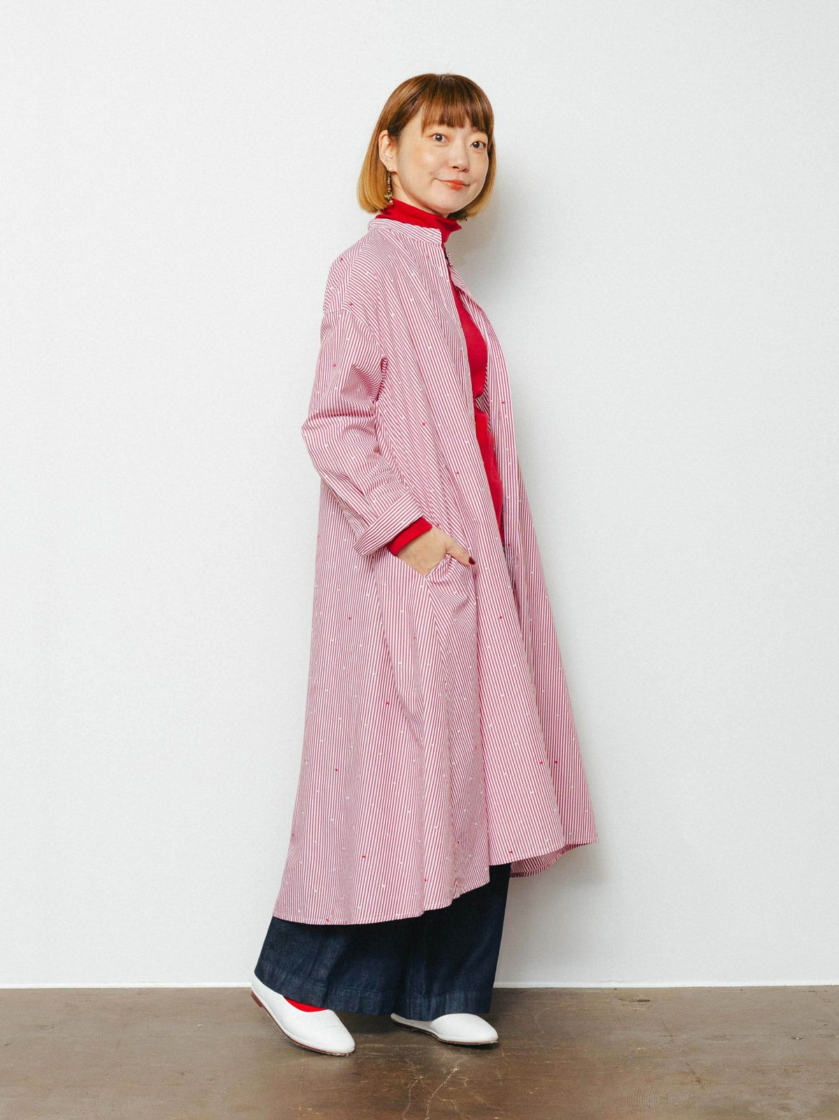 ドットハート刺繡フレアワンピース PONT DE CHALONS ポンデ