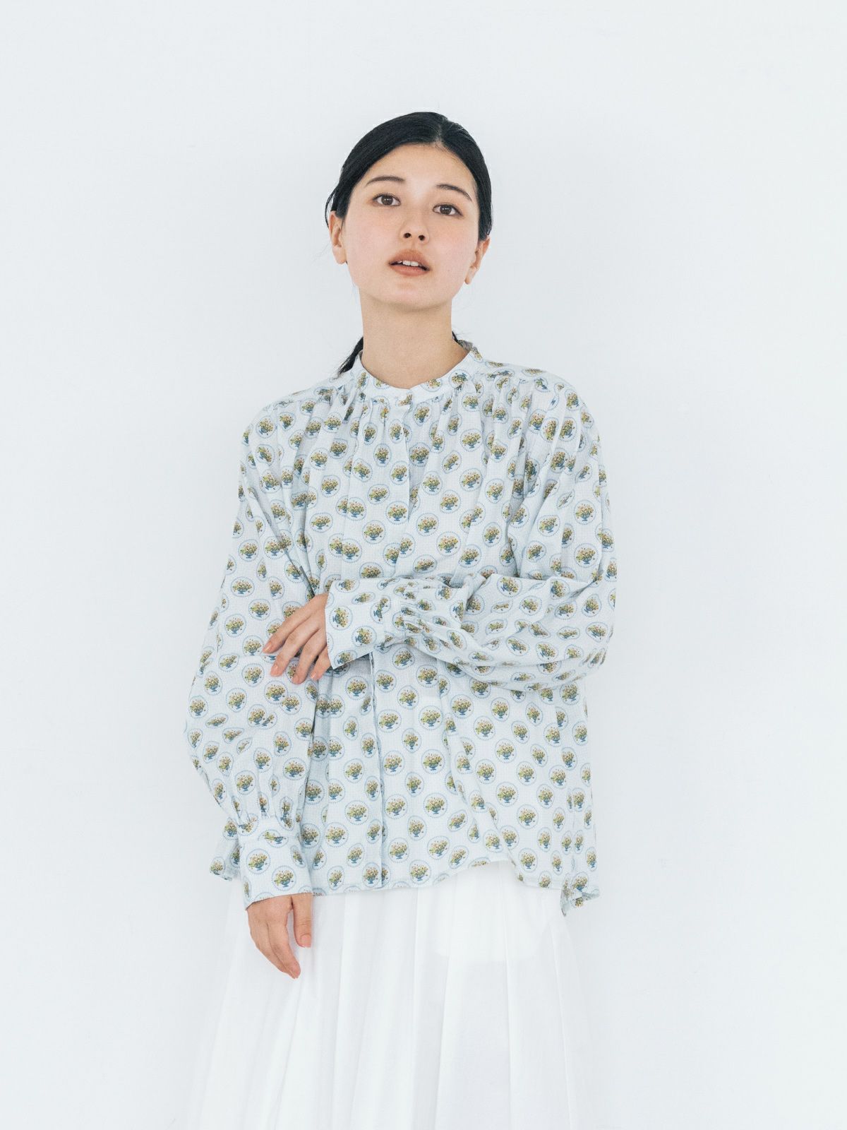 みみにこ ポンデシャロン ドット柄パネルプリントブラウス みみにこ